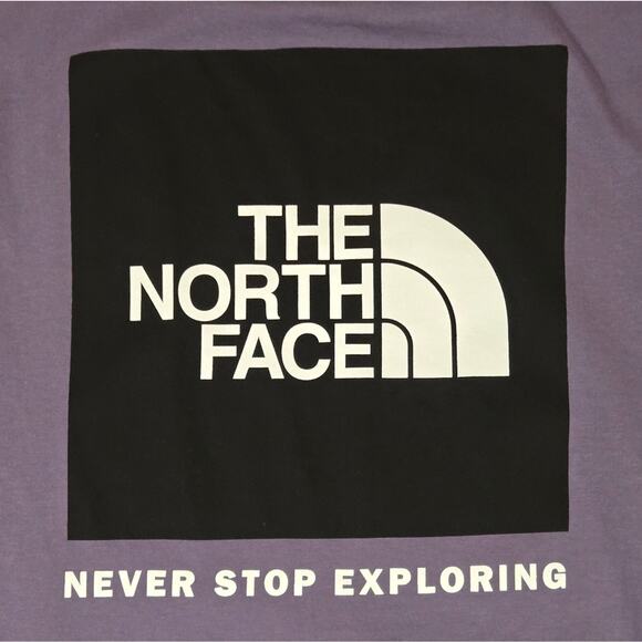 The North Face Purple Shortsleeve Red Box Logo Violet T-Shirt Mens XL - Picture 4 of 11